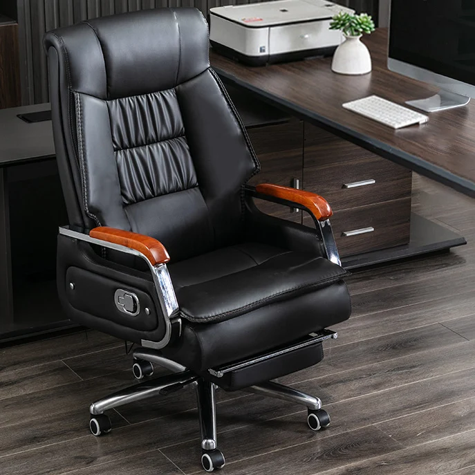 Contemporary Scandinavian Rectangular Aluminum Alloy Pine PU Leather Desk Chair Backrest Armrest Footrest For Home Office