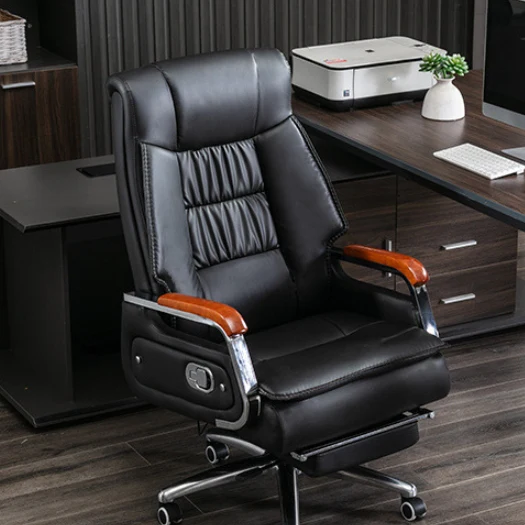 Contemporary Scandinavian Rectangular Aluminum Alloy Pine PU Leather Desk Chair Backrest Armrest Footrest For Home Office