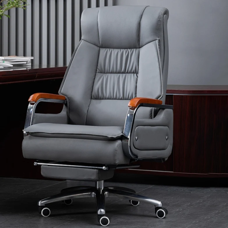 Contemporary Scandinavian Rectangular Aluminum Alloy Pine PU Leather Desk Chair Backrest Armrest Footrest For Home Office