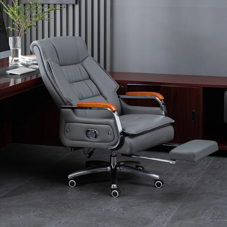 Contemporary Scandinavian Rectangular Aluminum Alloy Pine PU Leather Desk Chair Backrest Armrest Footrest For Home Office