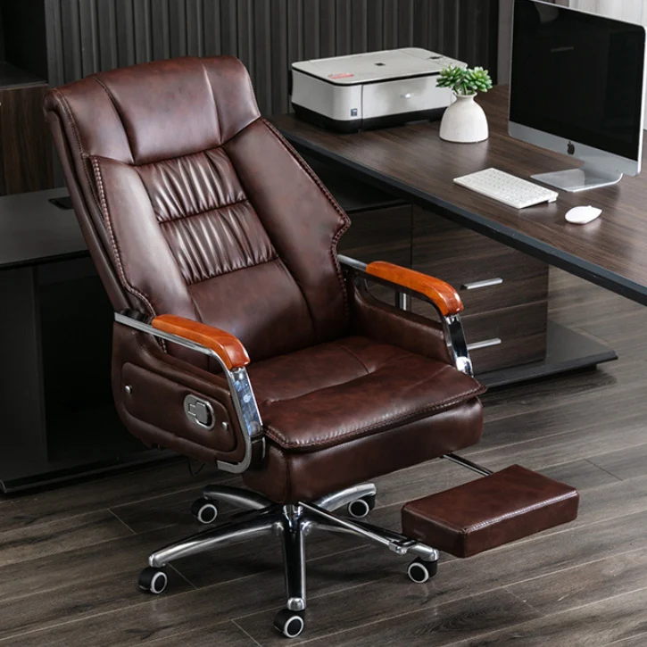 Contemporary Scandinavian Rectangular Aluminum Alloy Pine PU Leather Desk Chair Backrest Armrest Footrest For Home Office