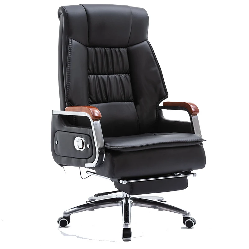 Contemporary Scandinavian Rectangular Aluminum Alloy Pine PU Leather Desk Chair Backrest Armrest Footrest For Home Office