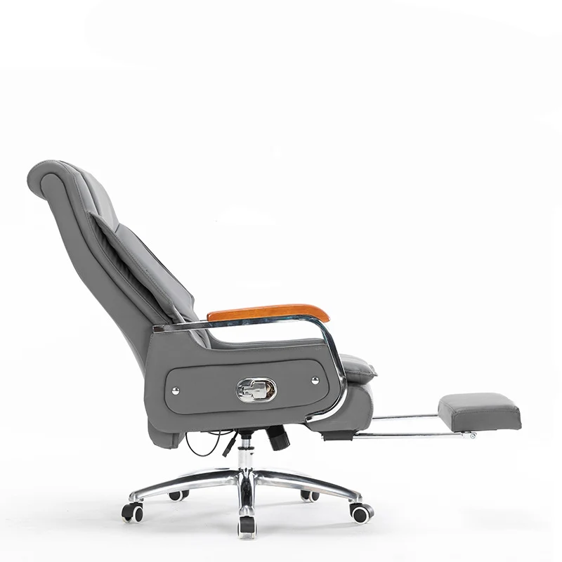 Contemporary Scandinavian Rectangular Aluminum Alloy Pine PU Leather Desk Chair Backrest Armrest Footrest For Home Office