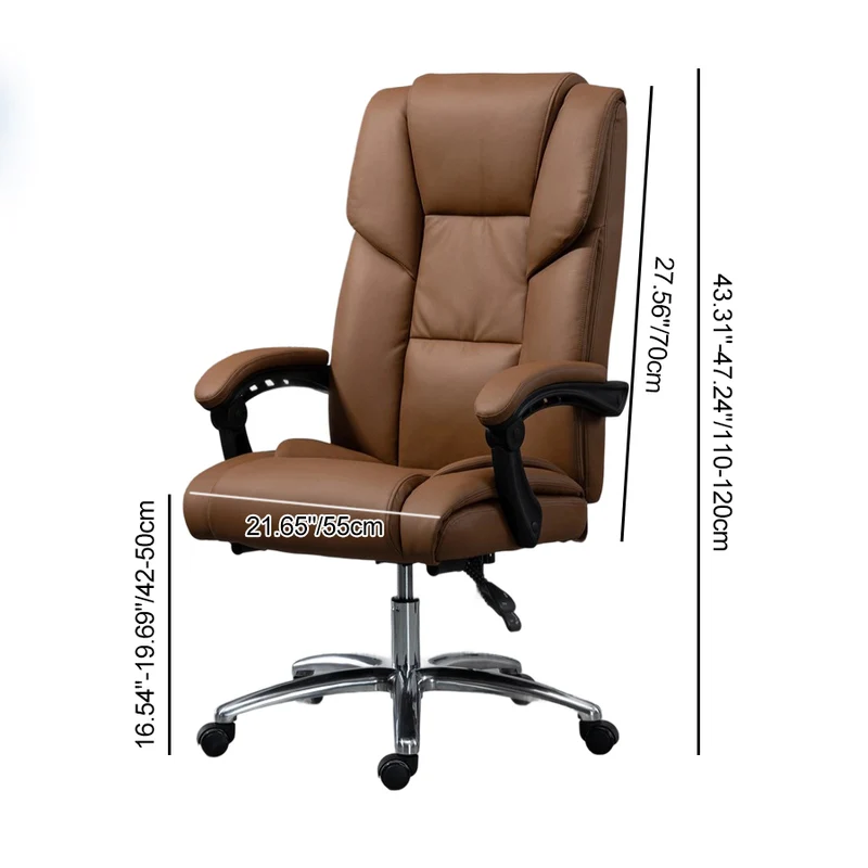 Contemporary Scandinavian Rectangular Aluminum Alloy Plastic Faux Leather Desk Chair Backrest Armrest Footrest For Home Office