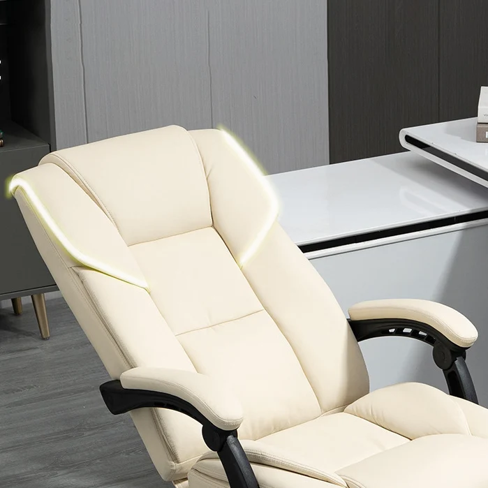 Contemporary Scandinavian Rectangular Aluminum Alloy Plastic Faux Leather Desk Chair Backrest Armrest Footrest For Home Office