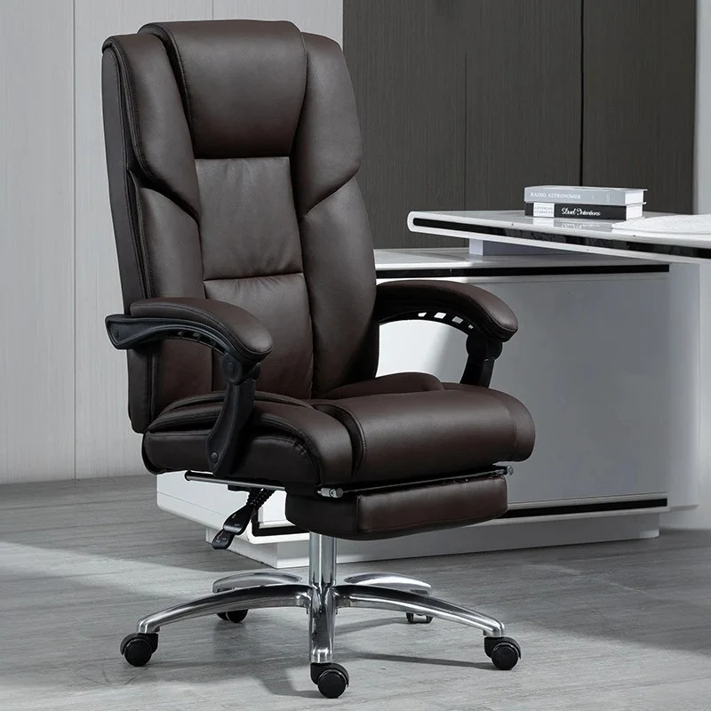 Contemporary Scandinavian Rectangular Aluminum Alloy Plastic Faux Leather Desk Chair Backrest Armrest Footrest For Home Office