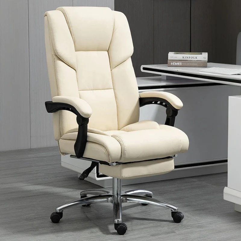 Contemporary Scandinavian Rectangular Aluminum Alloy Plastic Faux Leather Desk Chair Backrest Armrest Footrest For Home Office