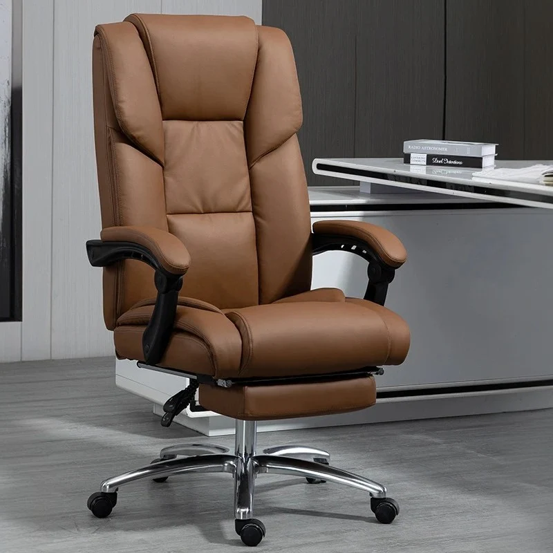 Contemporary Scandinavian Rectangular Aluminum Alloy Plastic Faux Leather Desk Chair Backrest Armrest Footrest For Home Office