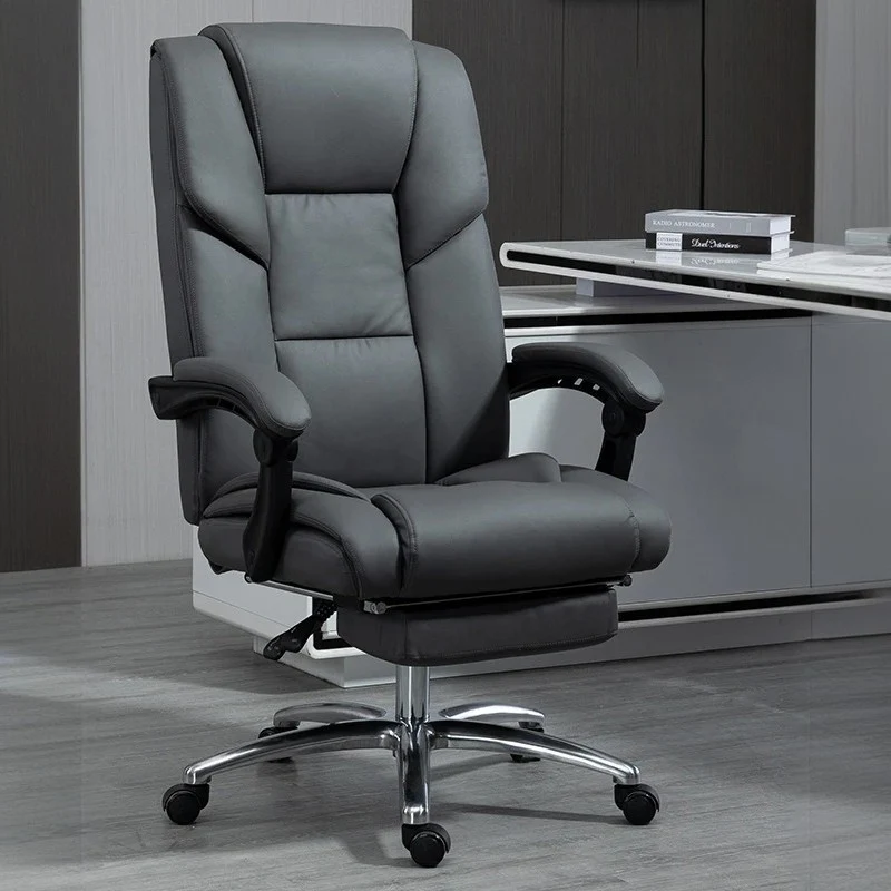 Contemporary Scandinavian Rectangular Aluminum Alloy Plastic Faux Leather Desk Chair Backrest Armrest Footrest For Home Office