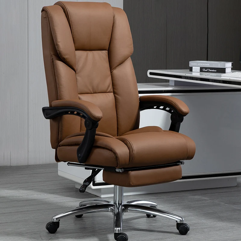 Contemporary Scandinavian Rectangular Aluminum Alloy Plastic Faux Leather Desk Chair Backrest Armrest Footrest For Home Office