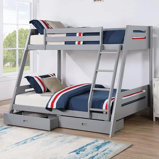 Furniture of America Emilee FM-BK003GY Twin/Full Bunk Bed