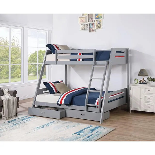 Furniture of America Emilee FM-BK003GY Twin/Full Bunk Bed