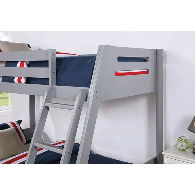 Furniture of America Emilee FM-BK003GY Twin/Full Bunk Bed
