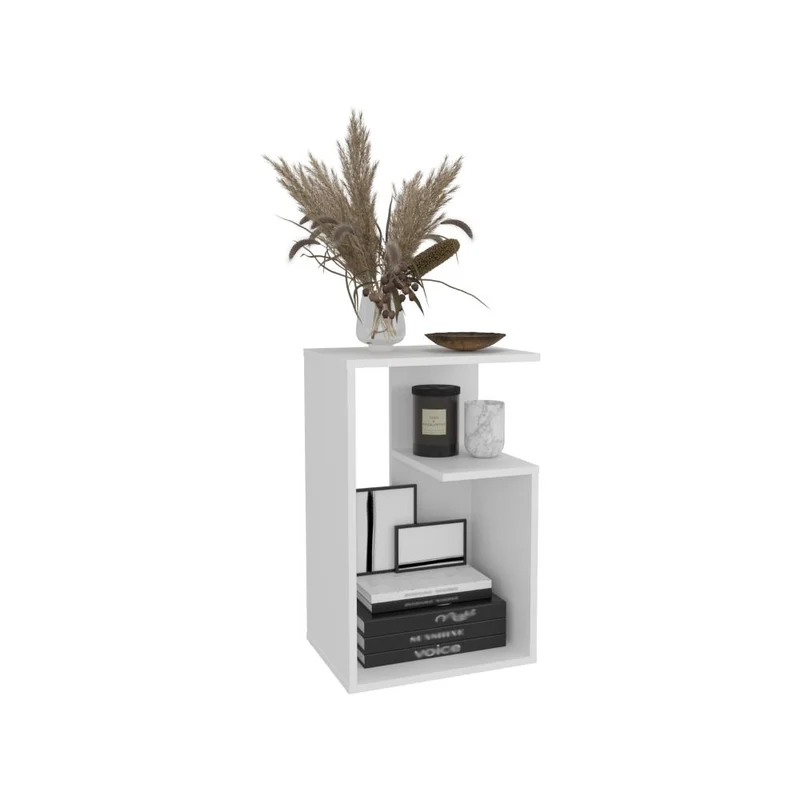 Mesa de Noche Evert, Blanco Duqueza, con Diseño Moderno y Espacio para Ubicar Objetos