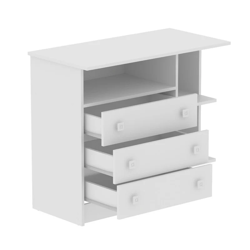 Cómoda y Organizador Manaos Blanco con 3 Cajones y 2 Compartimientos.