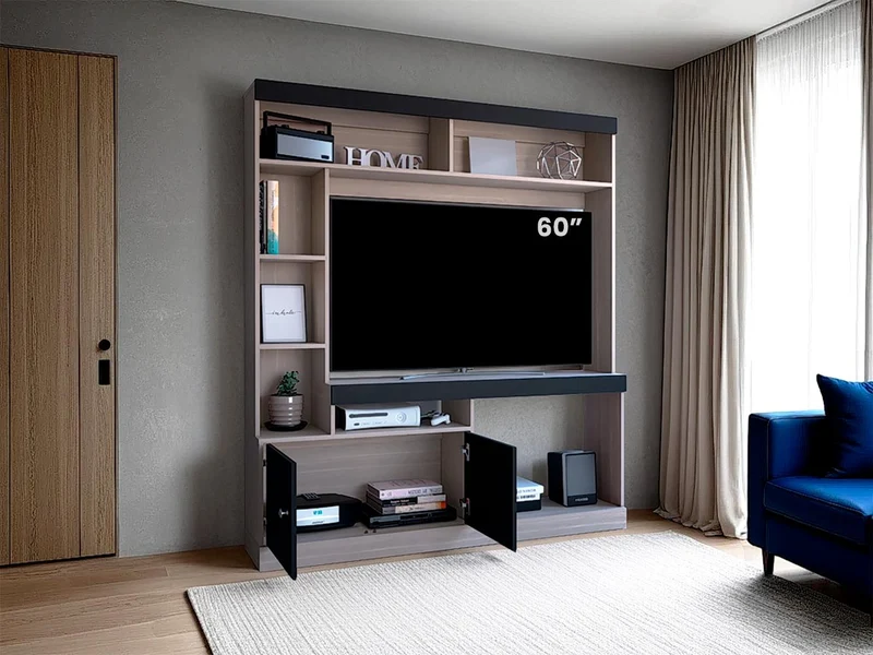 Mesa para TV Roy, Bardolino y Wengue, con Espacio para Televisor de 50 Pulgadas