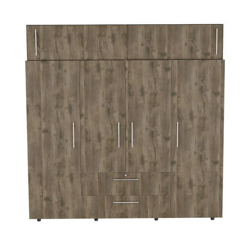 Clóset Babel, Avellana y Blanco, con Cuatro Puertas Abatibles y Cuatro Cajones Multiusos