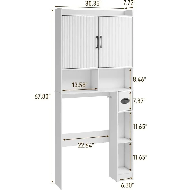 Farmhouse Over The Toilet Storage Cabinet with Grooved Striped Doors