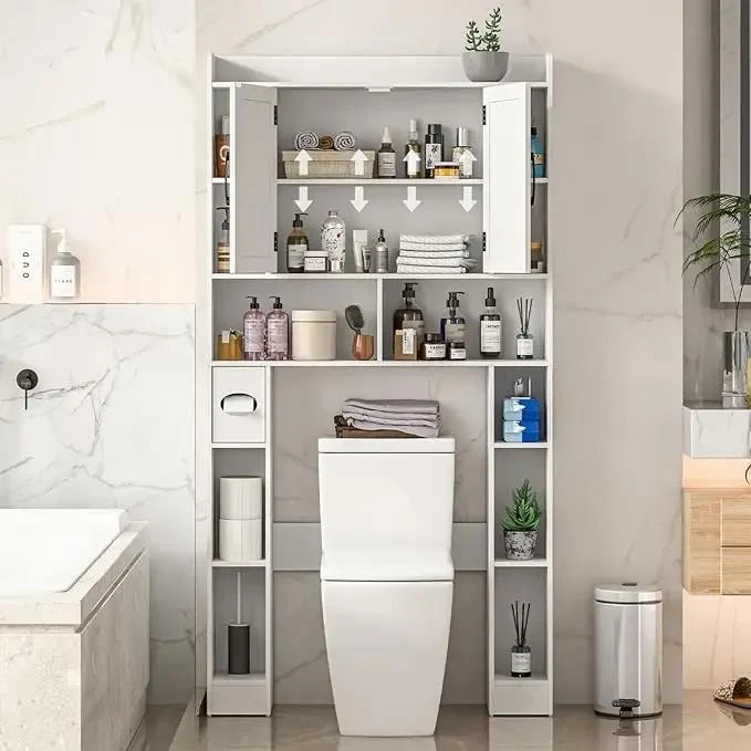 Farmhouse Storage Cabinet Over Toilet with Barn Doors