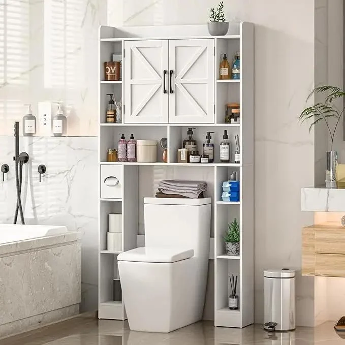 Farmhouse Storage Cabinet Over Toilet with Barn Doors
