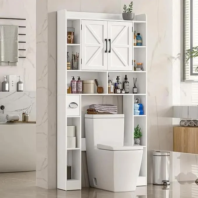 Farmhouse Storage Cabinet Over Toilet with Barn Doors