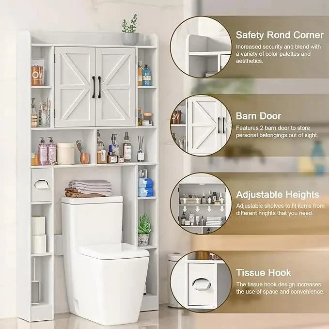 Farmhouse Storage Cabinet Over Toilet with Barn Doors
