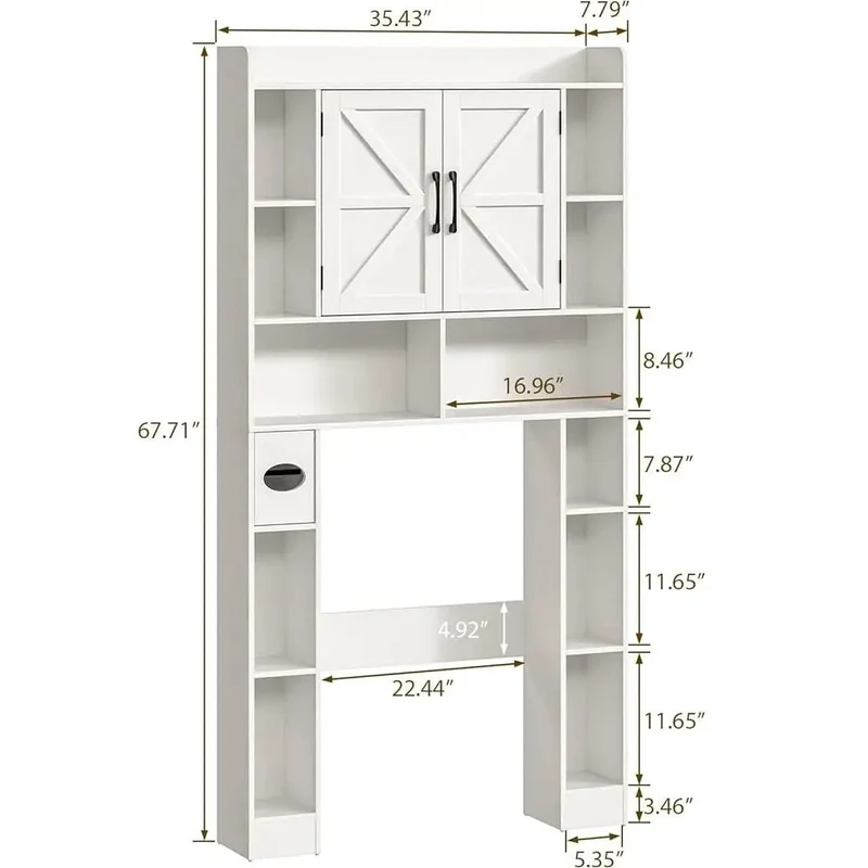 Farmhouse Storage Cabinet Over Toilet with Barn Doors