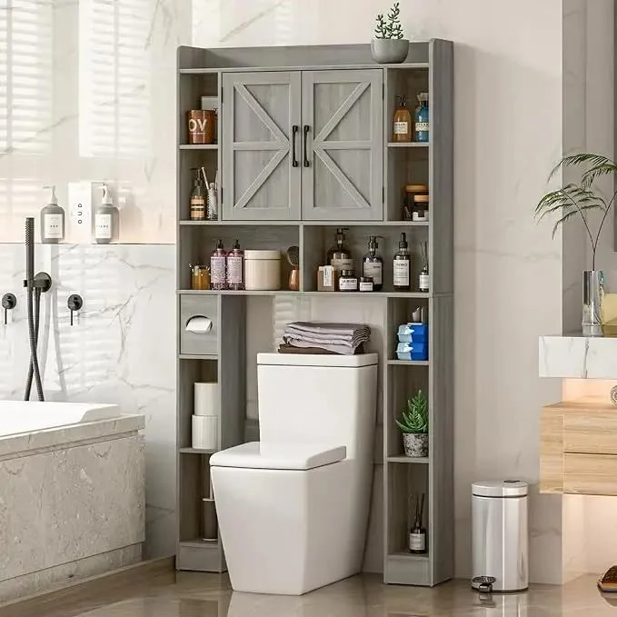 Farmhouse Storage Cabinet Over Toilet with Barn Doors