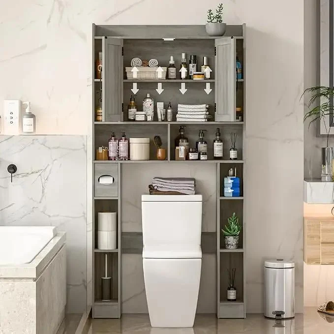 Farmhouse Storage Cabinet Over Toilet with Barn Doors