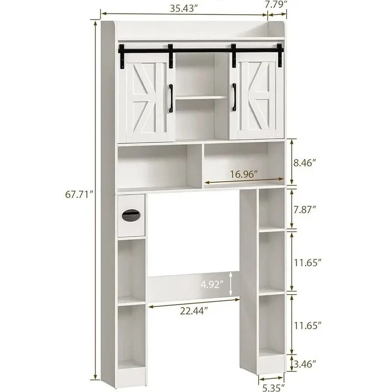 Farmhouse Storage Cabinet Over Toilet with Sliding Doors