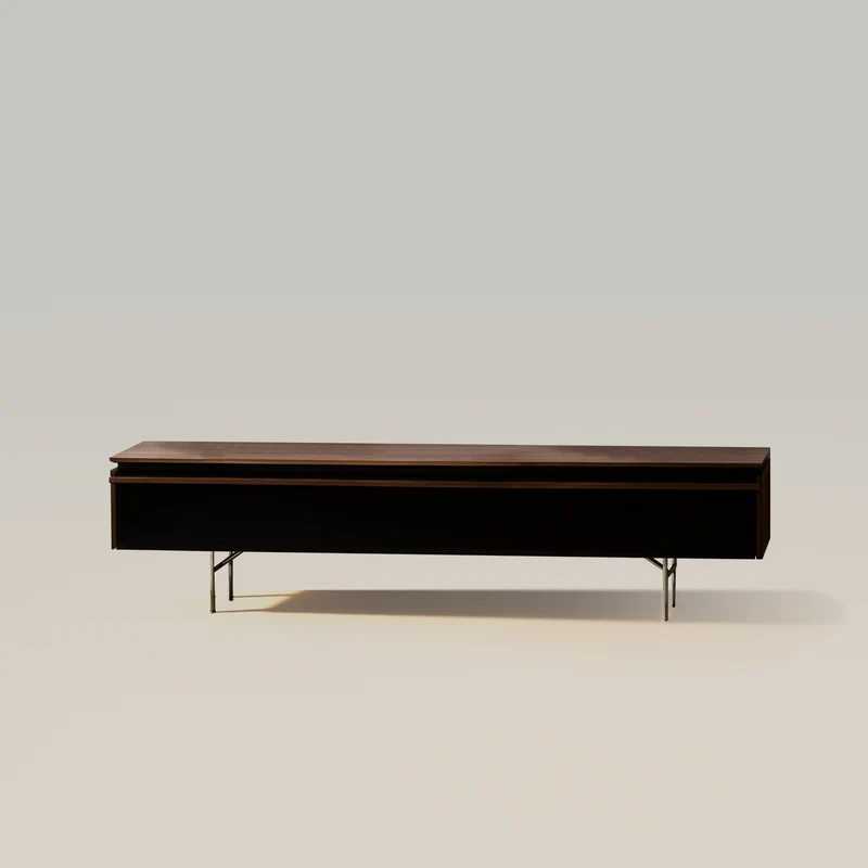 TV Cabinet Rock Board Black Walnut Minimalist Table