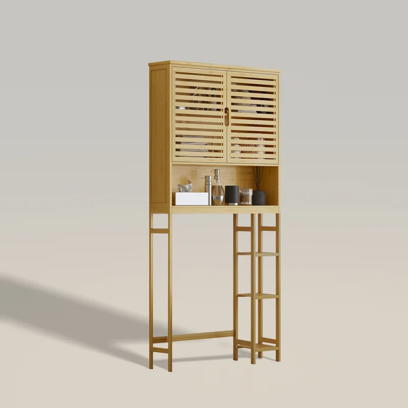 Bamboo Bathroom Over The Toilet Storage Cabinet with Adjustable Shelf