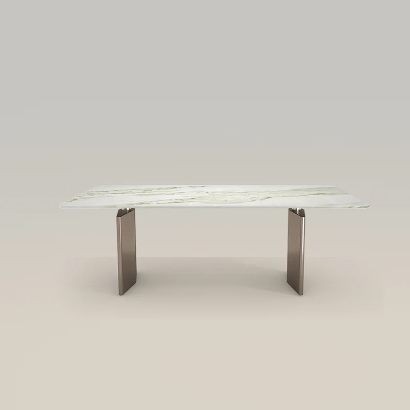 Dining Table with Marble Surface And Antique Bronze Base