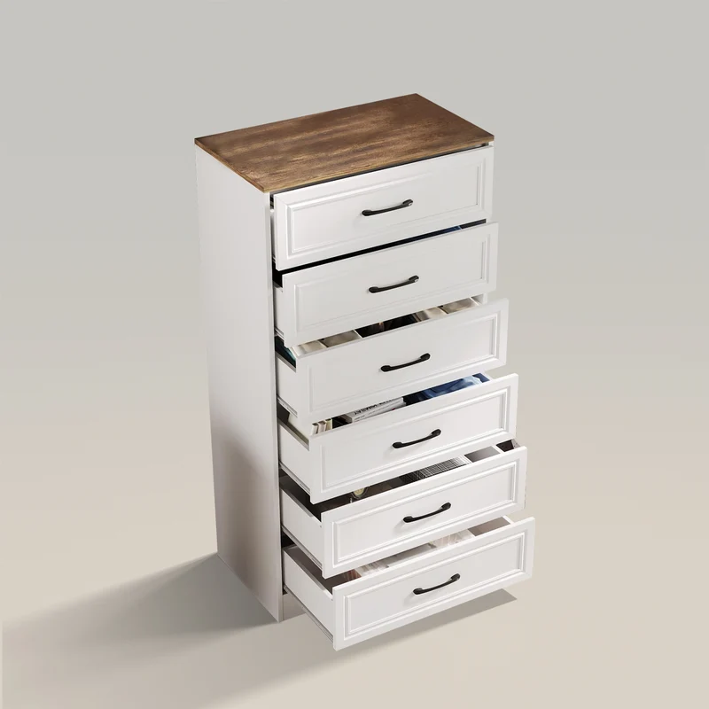 6 Drawer Wide Dresser Organizer with Charging Station for Closet