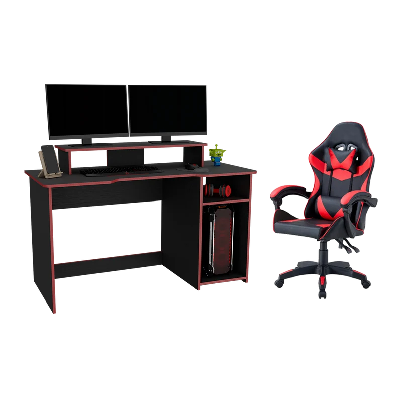 Combo para Oficina Gate, Rojo y Negro, Incluye Silla y Escritorio Gamer