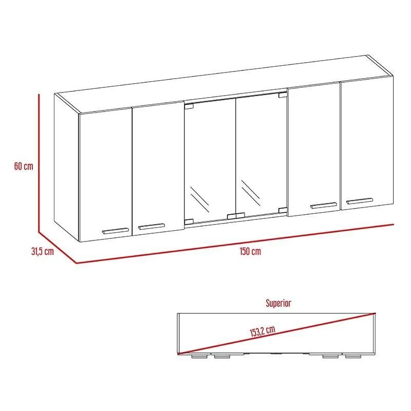 Combo para Cocina Deli, Wengue y Blanco, Incluye Módulo de Microondas y Gabinete Superior de Cocina