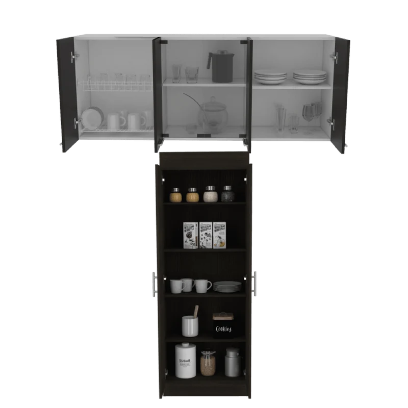 Combo para Cocina Estarlet, Wengue, Incluye Alacena y Mueble Superior de Cocina