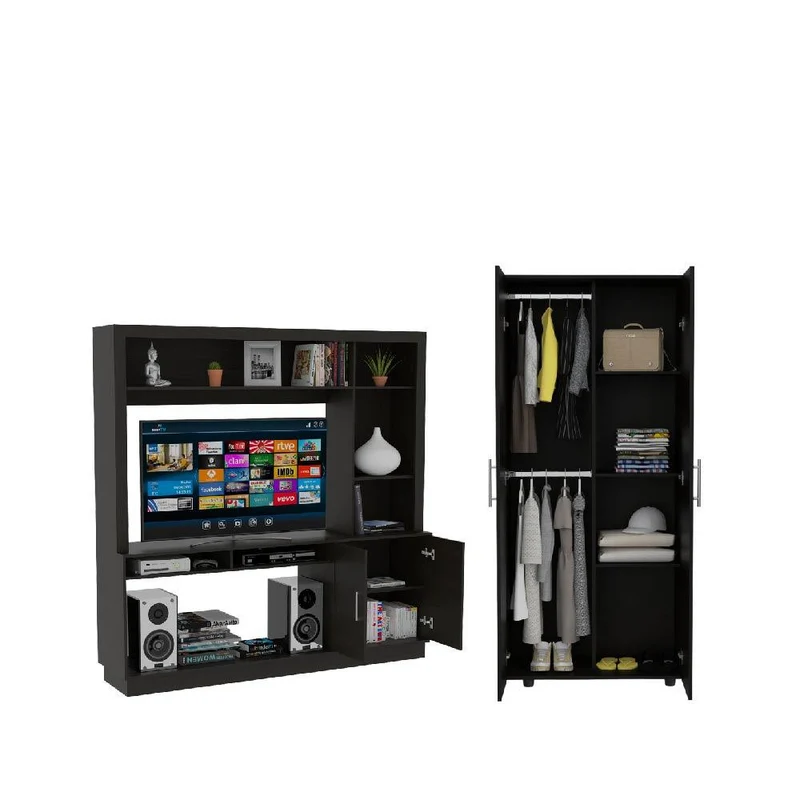 Combo Multifuncional Pirineo, Incluye Mesa para TV y Clóset