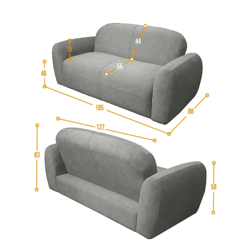 Sofa Auren 2 Puestos 185x88x83 cm Con Apoya Brazos Tela Miel