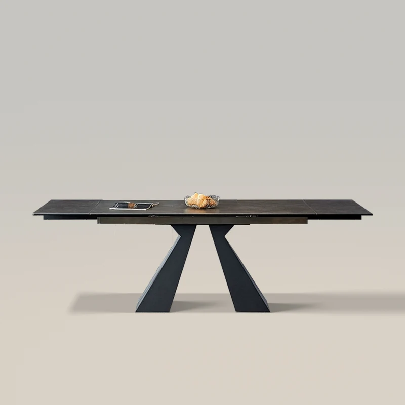 Modern Extendable Rock Slab Dining Table for 6-8 People