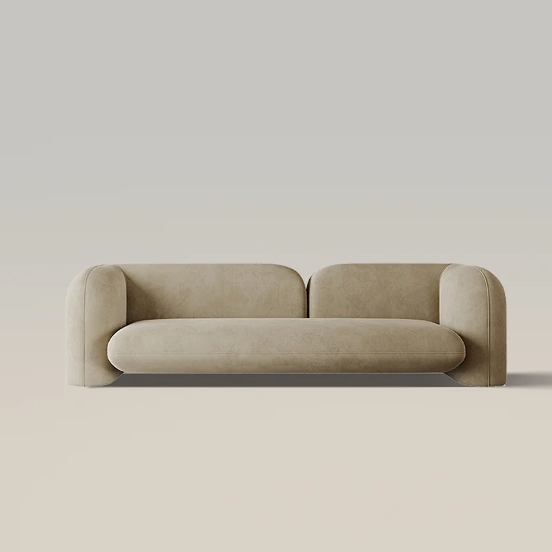 Fabric Living Room Sofa with Curved Armrest Backrest
