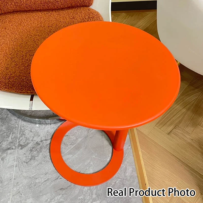 Contemporary Scandinavian Iron Round O-Shaped End Table 2-Tier For Living Room