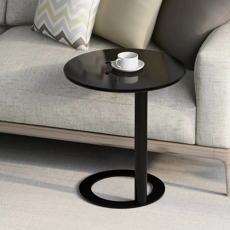 Contemporary Scandinavian Iron Round O-Shaped End Table 2-Tier For Living Room