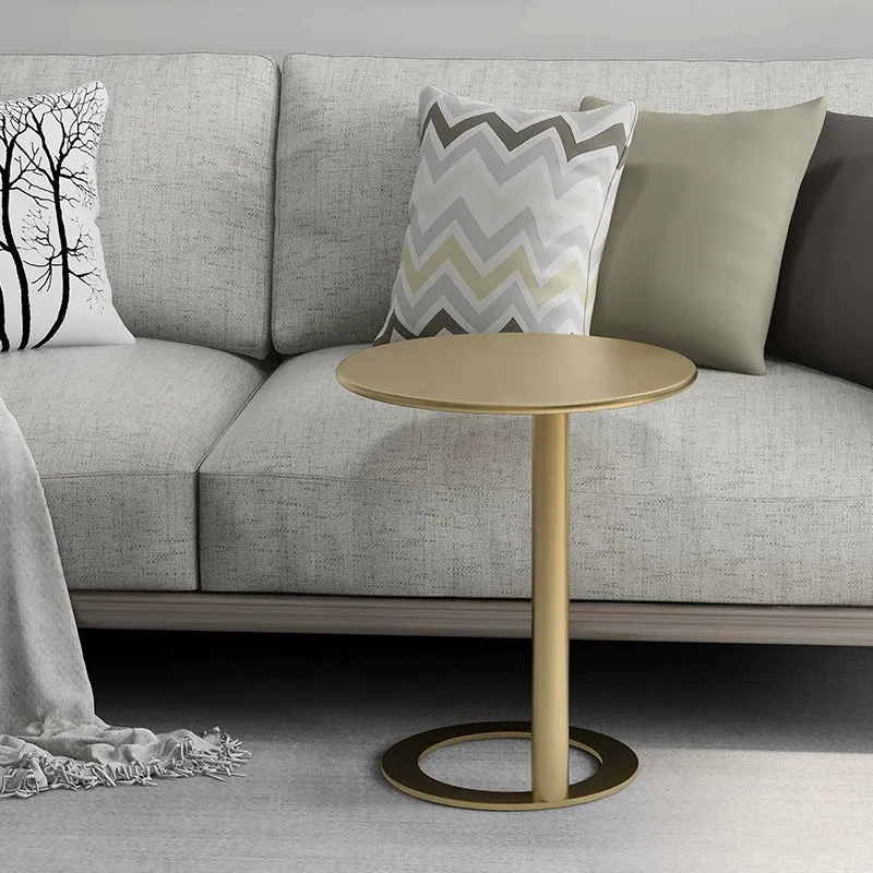 Contemporary Scandinavian Iron Round O-Shaped End Table 2-Tier For Living Room