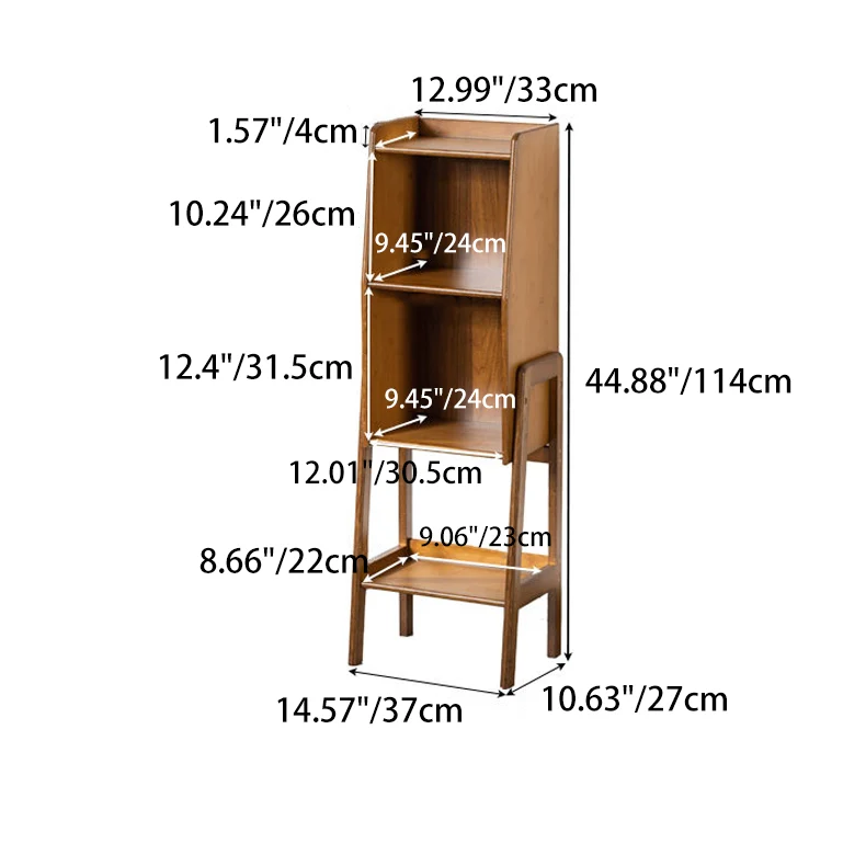 Traditional Japanese Square Bamboo Bookshelves 3/4/5 Tier For Living Room