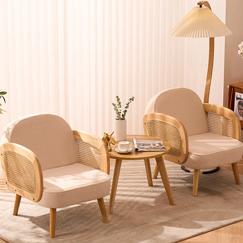 Modern Minimalist Half Round Curved Square Synthetic Fabric PU Leather Linen Oak Accent Chair Backrest Armrest For Living Room