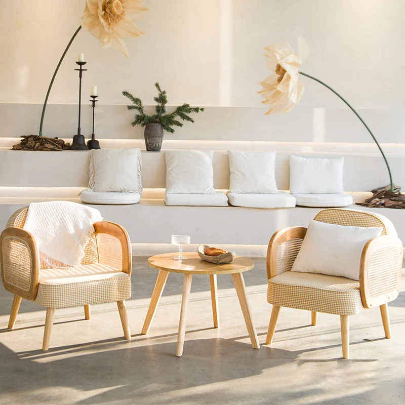 Modern Minimalist Half Round Curved Square Synthetic Fabric PU Leather Linen Oak Accent Chair Backrest Armrest For Living Room