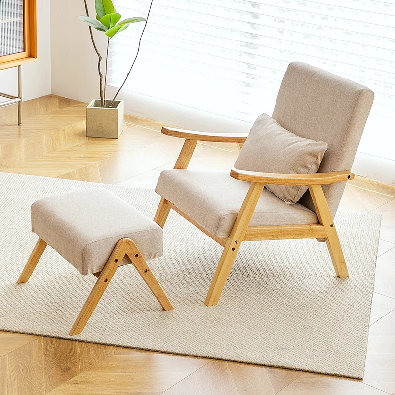 Traditional Japanese Bent Rectangular Square Trapezoidal Faux Leather Solid Wood Accent Chair Backrest Armrest For Living Room
