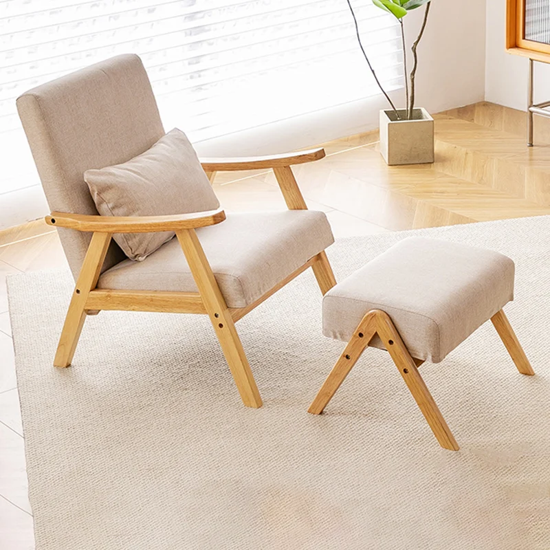 Traditional Japanese Bent Rectangular Square Trapezoidal Faux Leather Solid Wood Accent Chair Backrest Armrest For Living Room
