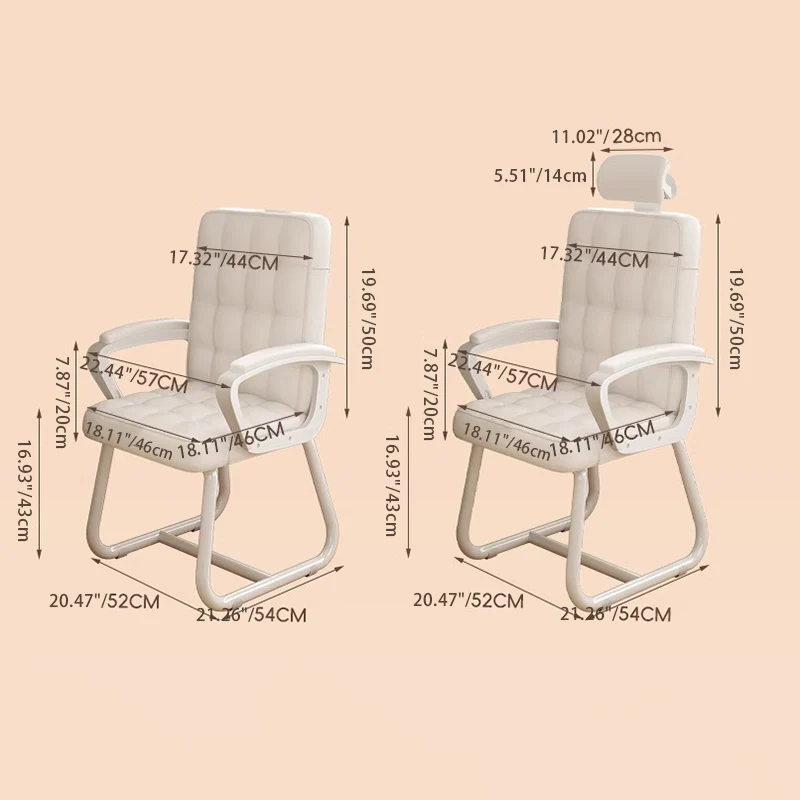 Modern Simplicity Rectangular PU Leather Carbon Steel Nylon Plywood Latex Desk Chair Backrest Armrest For Home Office